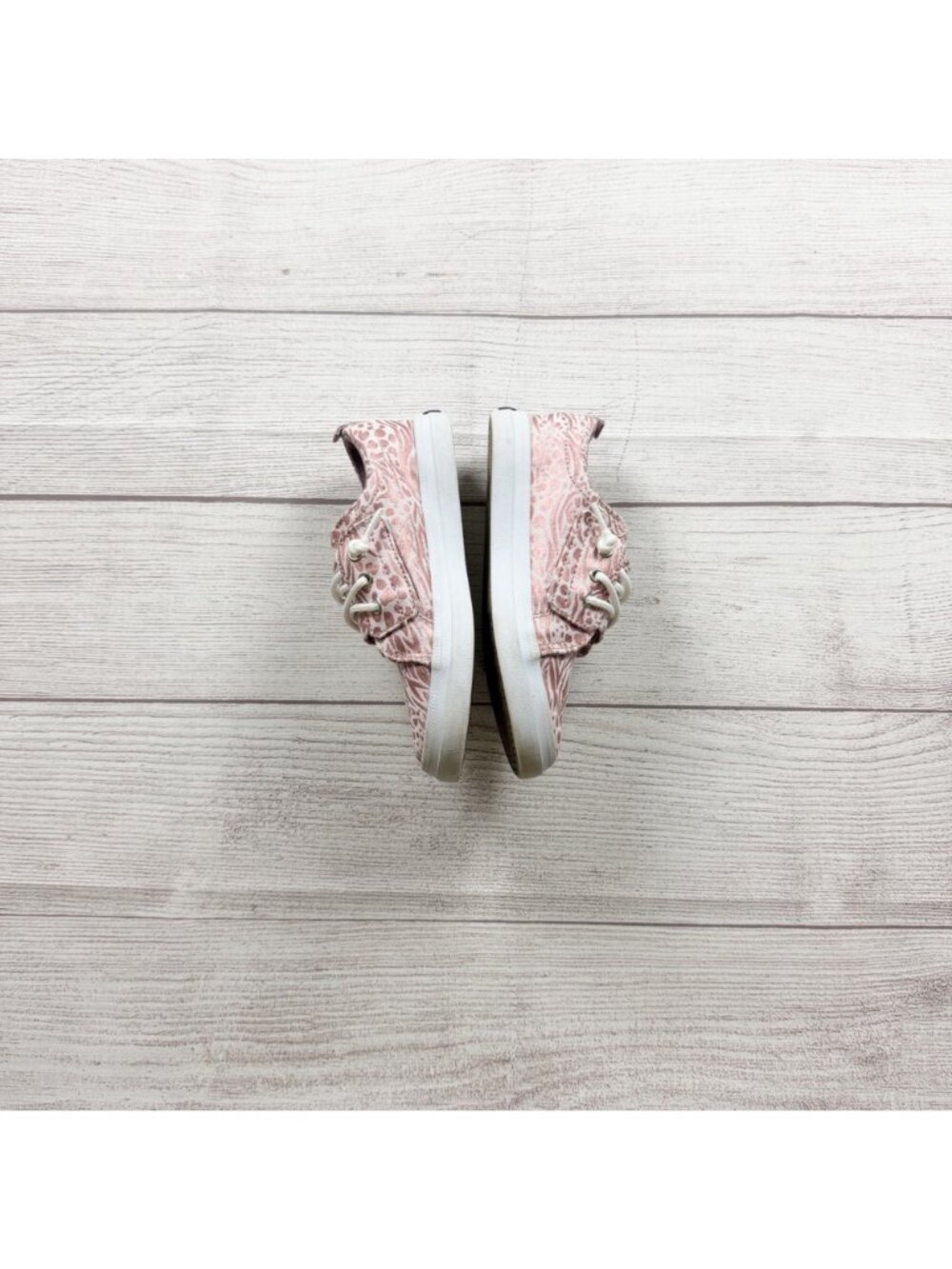 Sperry Kids Lil Boat Shoes Pink Printed Canvas Faux Lace Up Pull On Sneakers 11 - Picture 3 of 7